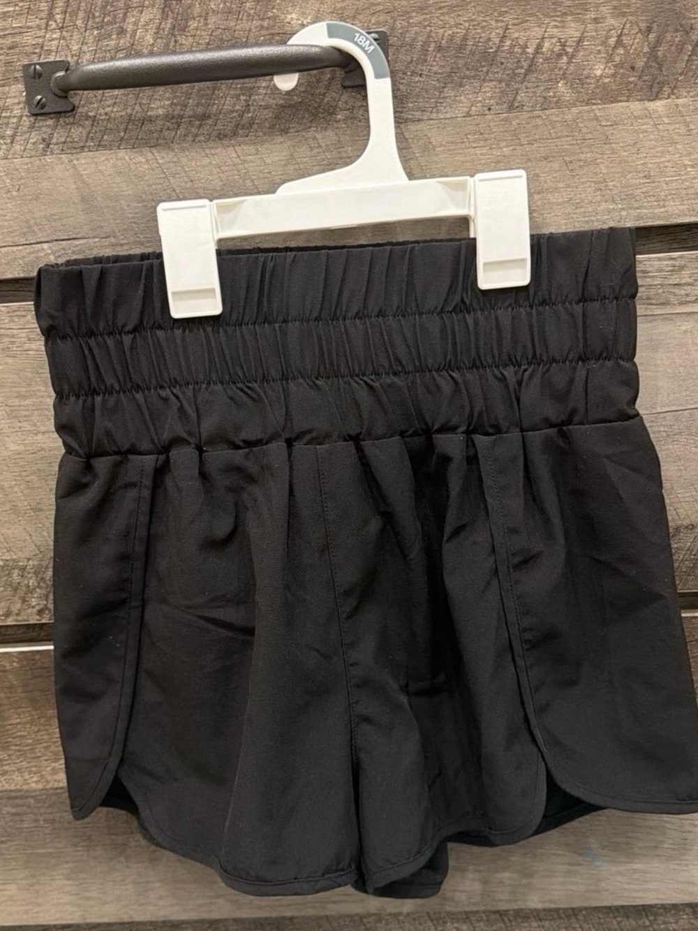 Black High-Waist Smocked Athleisure Shorts